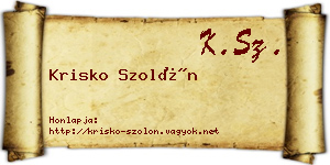 Krisko Szolón névjegykártya